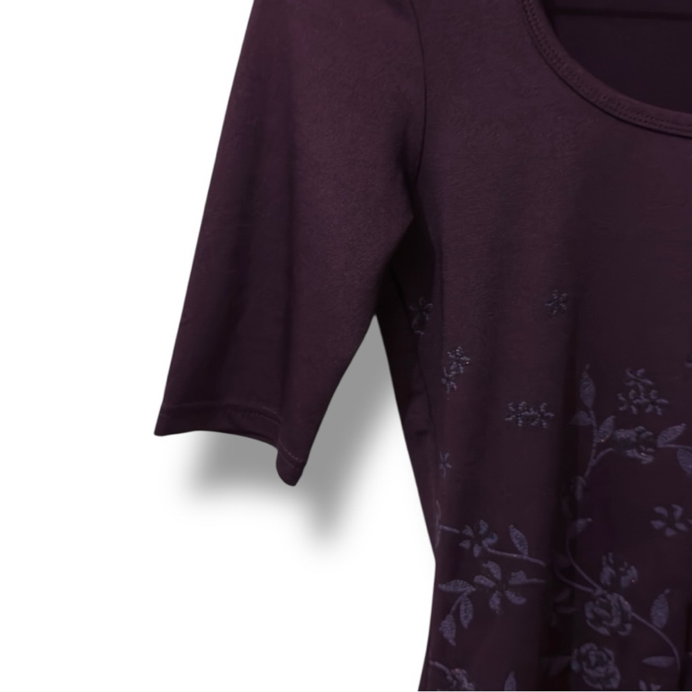 Jalate | EUC Plum Floral Scoop Neck Stretch Top (size M) - Picture 5 of 8